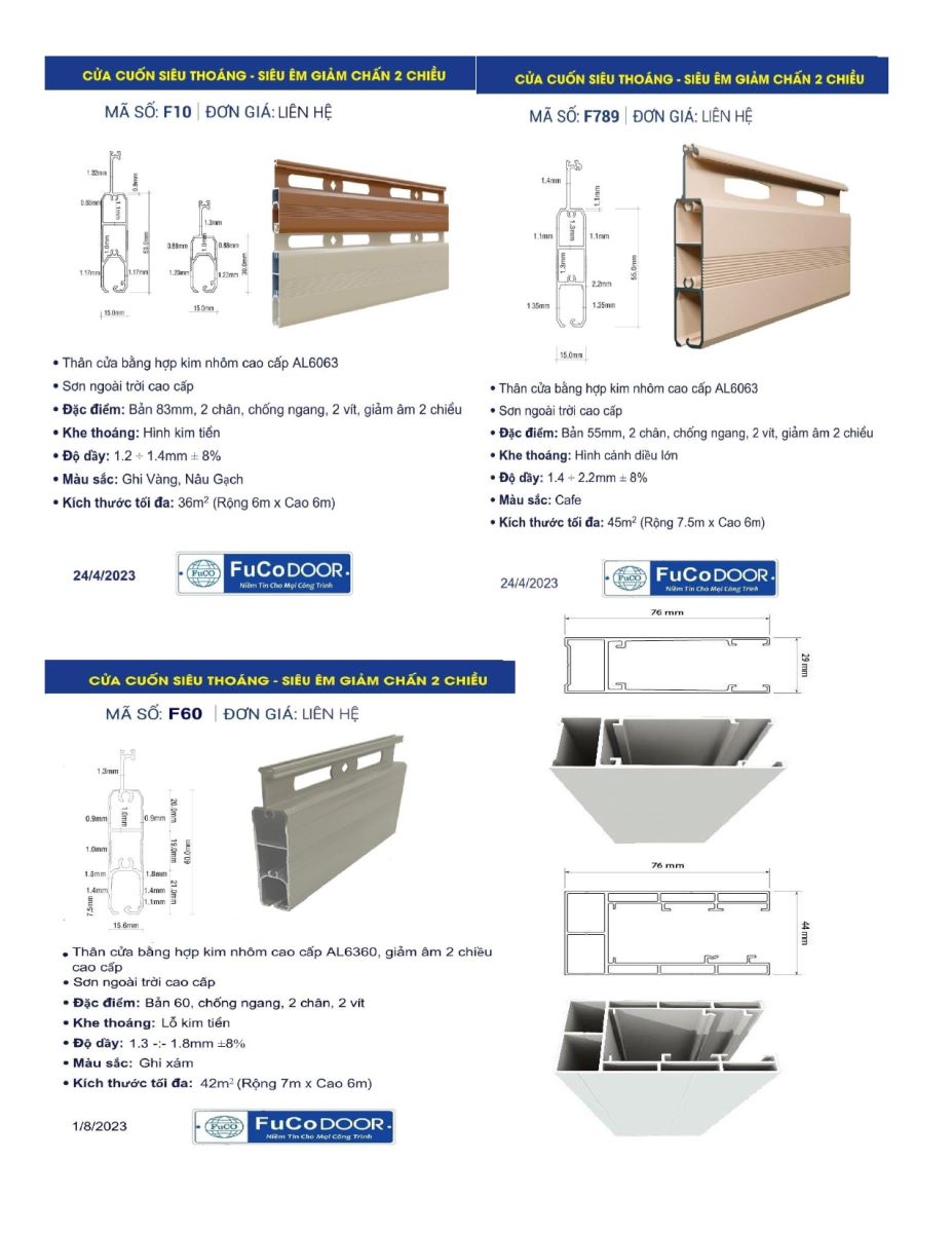 Catalogue Fucodoor 2023, chuyên cửa cuốn, cửa xếp, kèo thép siêu nhẹ