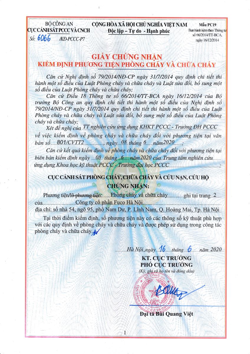 chứng chỉ cửa cuốn chống cháy