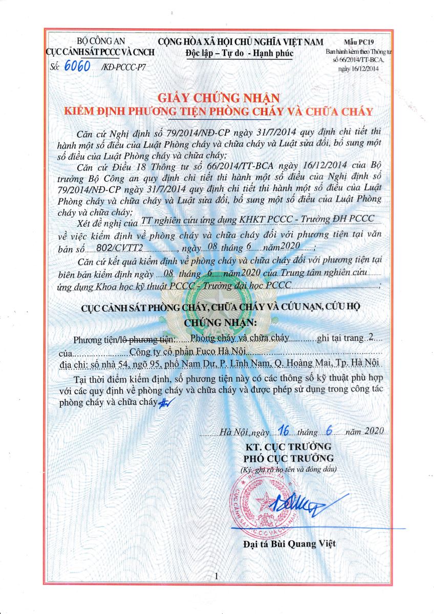 chứng chỉ cửa cuốn chống cháy