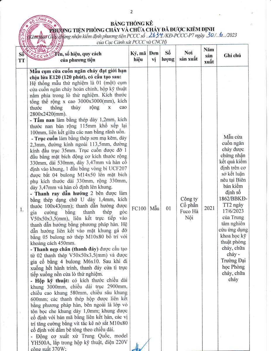 Tiêu chuẩn cửa cuốn chống cháy E, EI