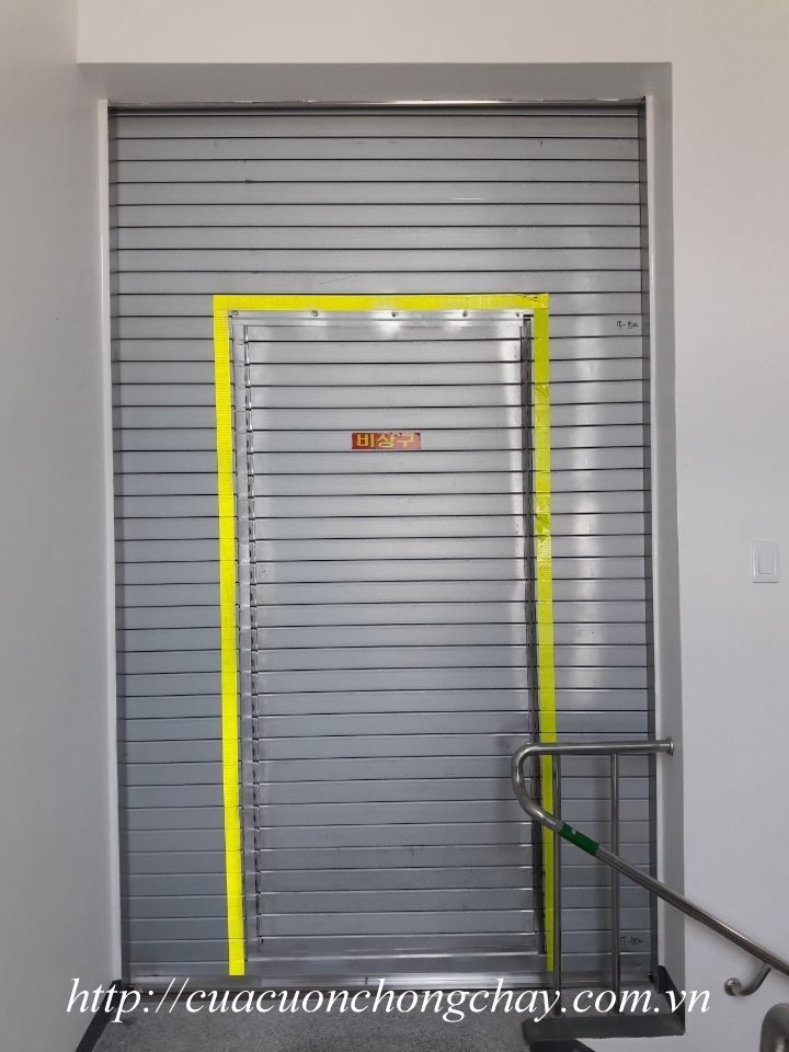 Fire shutter door korea , cửa cuốn ngắn cháy khẩn cấp. Cửa cuốn chống cháy 1 lớp Thép: