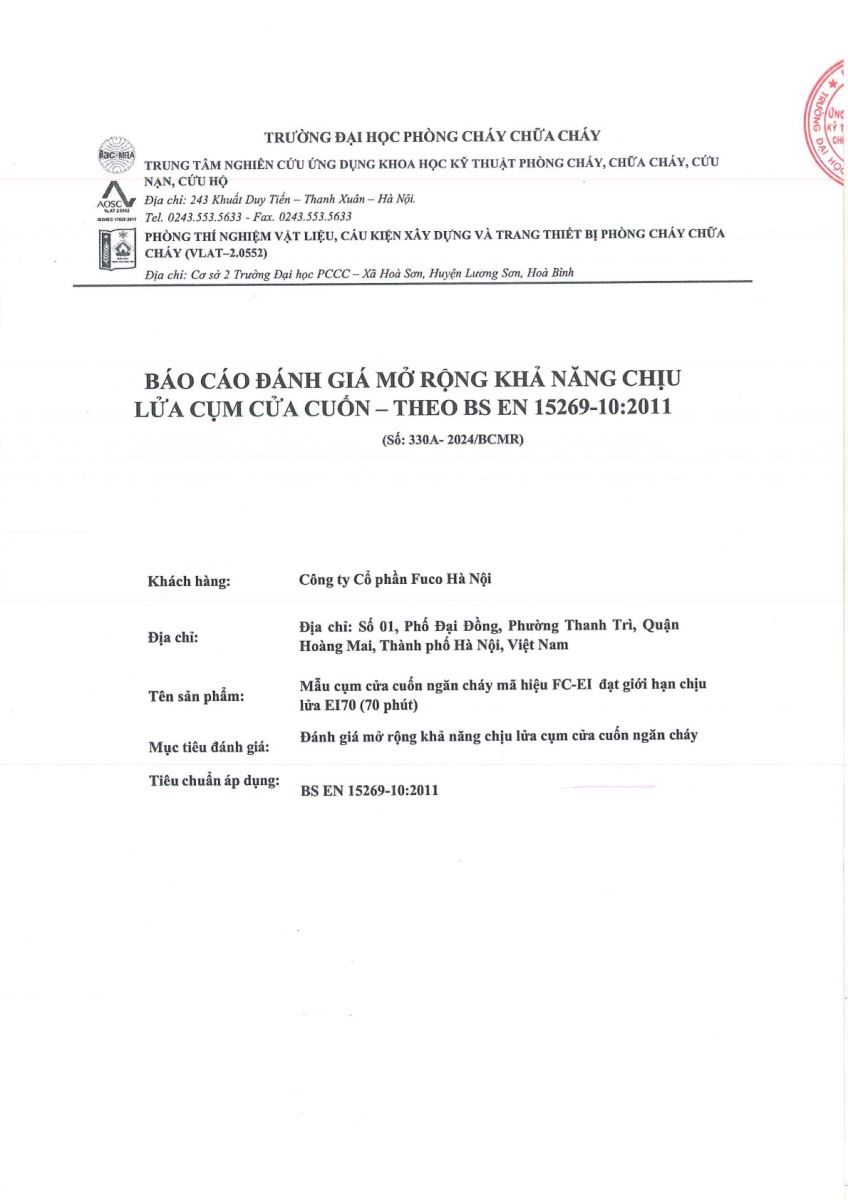 Chứng chỉ, chứng nhận chống cháy