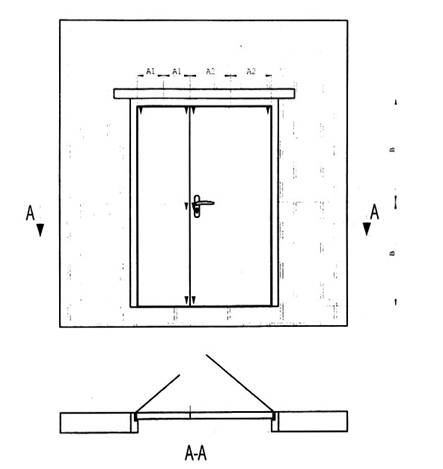 Hình 28 - Các vị trí nên được bố trí đo cong vênh trên các cụm cửa có một cánh